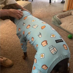 Blue Kawaii Breakfast Print Dog Pajamas